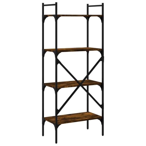vidaXL bogreol med 4 hylder 56x31,5x138,5 cm konstrueret træ røget eg