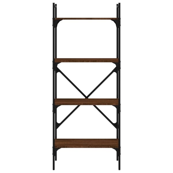 vidaXL bogreol med 4 hylder 56x31,5x138,5 cm konstrueret træ brunt eg