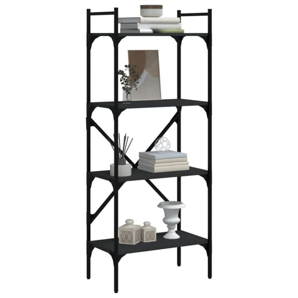 vidaXL bogreol med 4 hylder 56x31,5x138,5 cm konstrueret træ sort