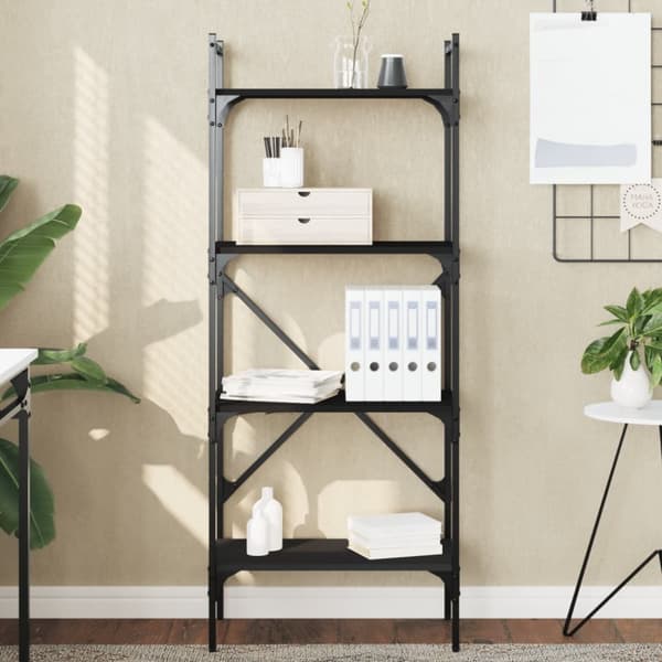 vidaXL bogreol med 4 hylder 56x31,5x138,5 cm konstrueret træ sort
