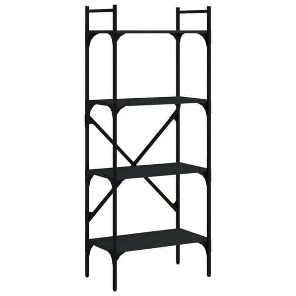 vidaXL bogreol med 4 hylder 56x31,5x138,5 cm konstrueret træ sort