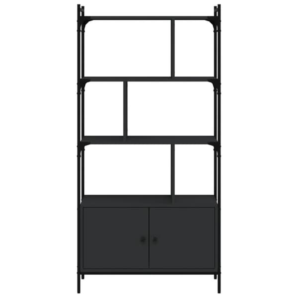 vidaXL bogreol med låger 76,5x30x154,5 cm konstrueret træ sort