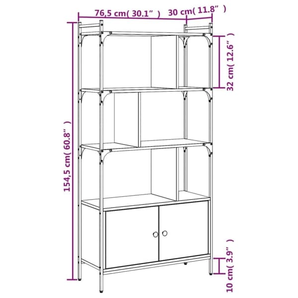 vidaXL bogreol med låger 76,5x30x154,5 cm konstrueret træ sort