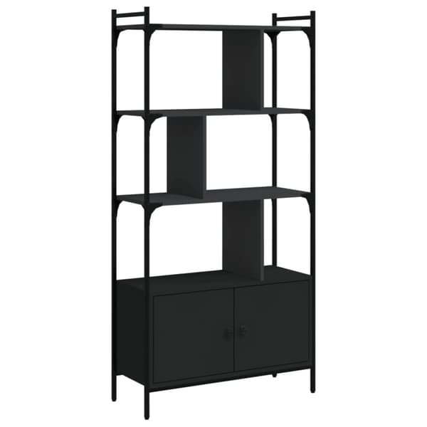 vidaXL bogreol med låger 76,5x30x154,5 cm konstrueret træ sort