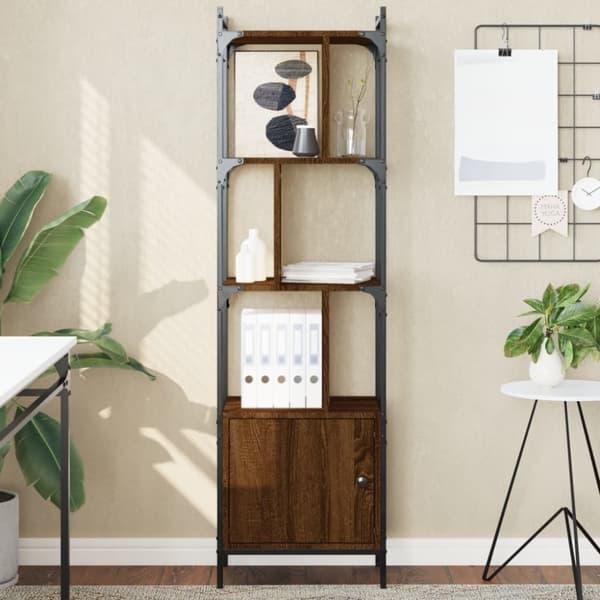 vidaXL bogreol med låge 44,5x30x154,5 cm konstrueret træ røget egetræ