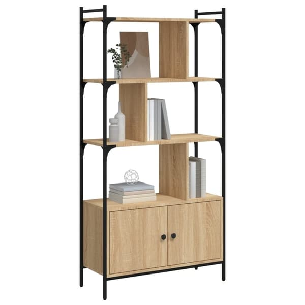 vidaXL Bokhylle med dører sonoma eik 76,5x30x154,5 cm konstruert tre