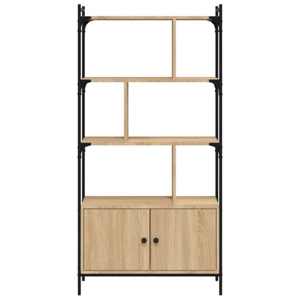 vidaXL Kirjahylly ovilla Sonoma-tammi 76,5x30x154,5 cm tekninen puu