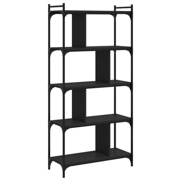 vidaXL Bokhylla 5 hyllplan svart 76x32x158 cm konstruerat trä