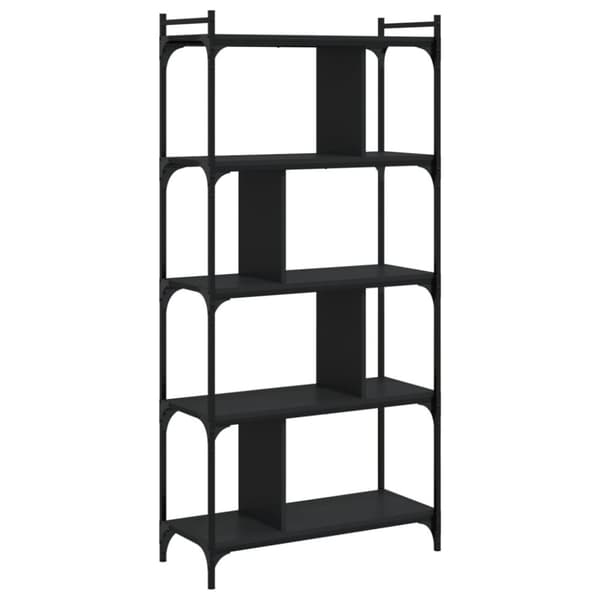vidaXL Bokhylla 5 hyllplan svart 76x32x158 cm konstruerat trä