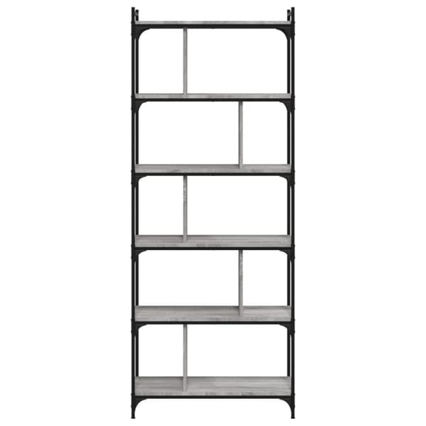vidaXL Bokhylla 6 hyllplan grå sonoma 76x32x192 cm konstruerat trä