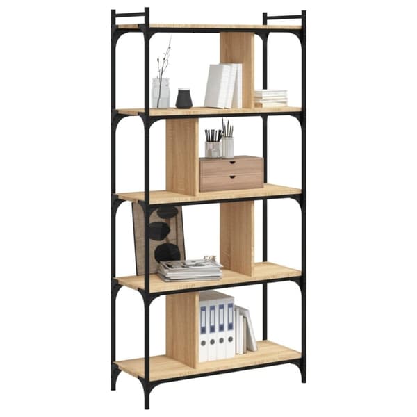 vidaXL Bokhylle 5 etasjer sonoma eik 76x32x158 cm konstruert tre