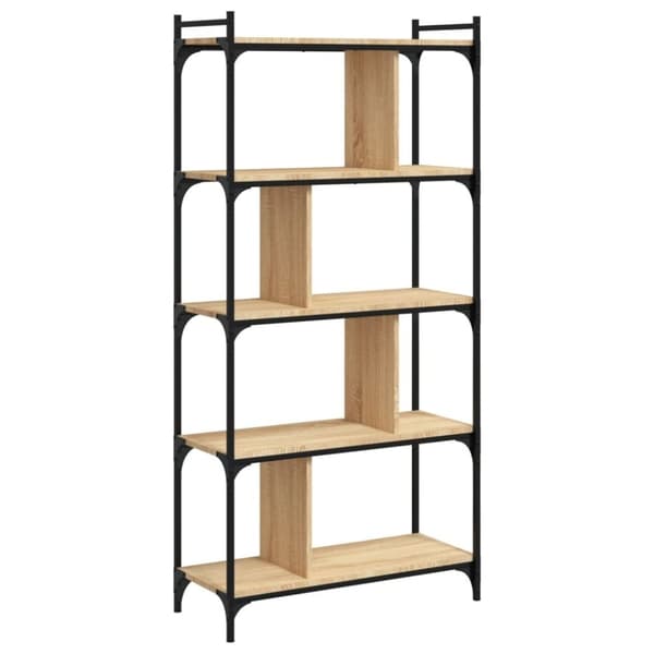 vidaXL Bokhylle 5 etasjer sonoma eik 76x32x158 cm konstruert tre