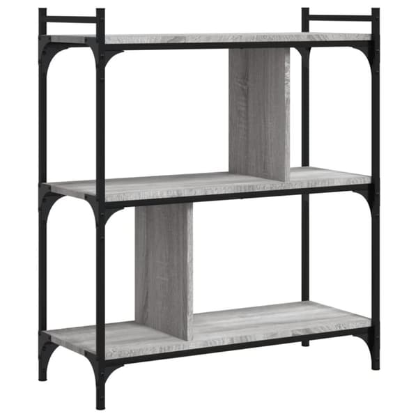 vidaXL bogreol 76x32x88 cm 3 hylder konstrueret træ grå sonoma-eg