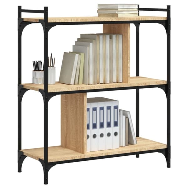 vidaXL bogreol 76x32x88 cm 3 hylder konstrueret træ sonoma-eg