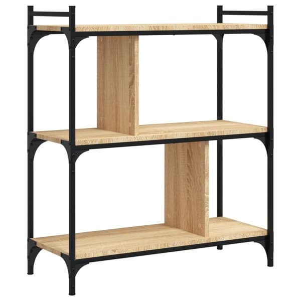vidaXL bogreol 76x32x88 cm 3 hylder konstrueret træ sonoma-eg