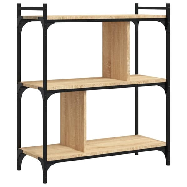 vidaXL bogreol 76x32x88 cm 3 hylder konstrueret træ sonoma-eg