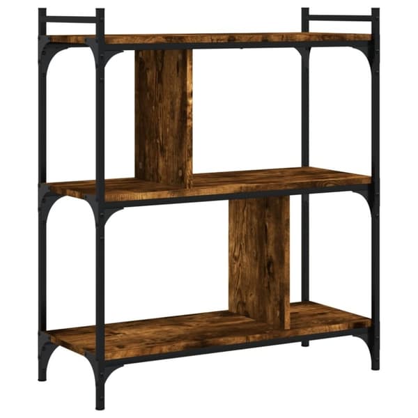 vidaXL bogreol 76x32x88 cm 3 hylder konstrueret træ røget eg