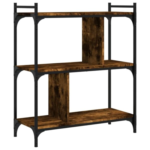 vidaXL bogreol 76x32x88 cm 3 hylder konstrueret træ røget eg