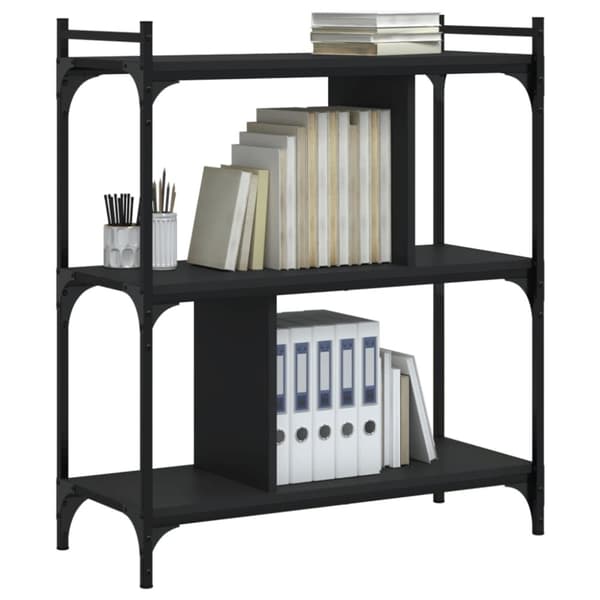 vidaXL bogreol med 3 hylder 76x32x88 cm konstrueret træ sort