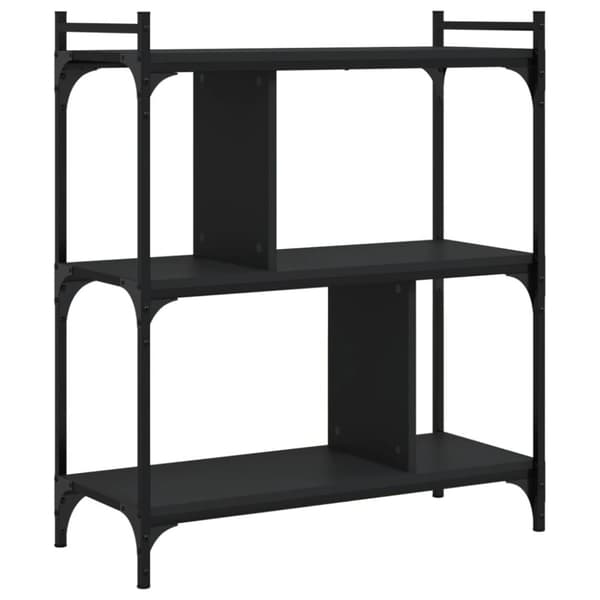 vidaXL bogreol med 3 hylder 76x32x88 cm konstrueret træ sort