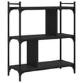 Miniatyrbillede 1 af 10: vidaXL bogreol med 3 hylder 76x32x88 cm konstrueret træ sort
