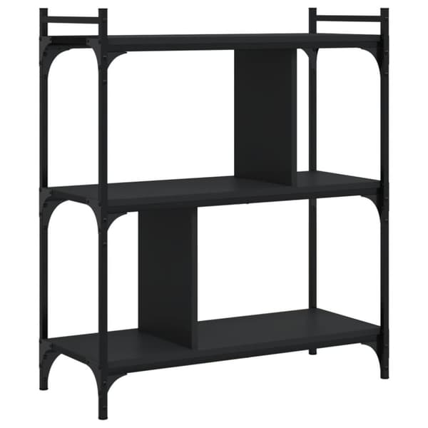 vidaXL bogreol med 3 hylder 76x32x88 cm konstrueret træ sort