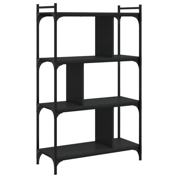vidaXL bogreol med 4 hylder 76x32x123 cm konstrueret træ sort