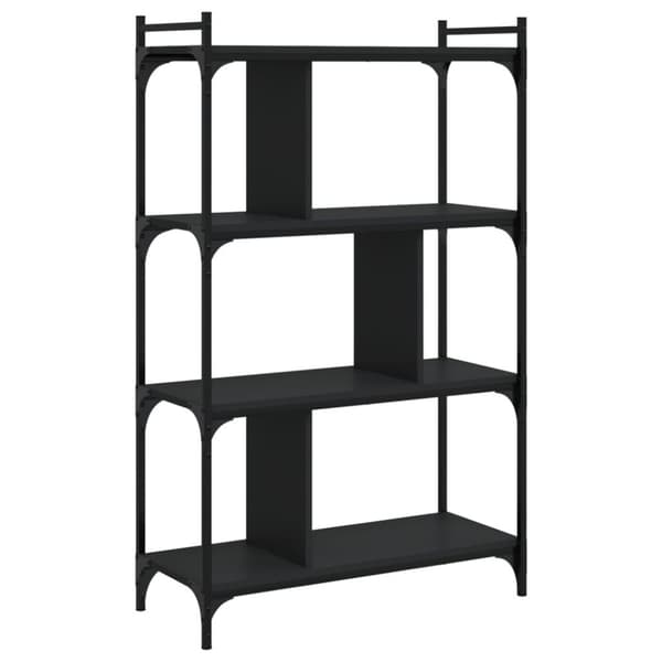 vidaXL bogreol med 4 hylder 76x32x123 cm konstrueret træ sort