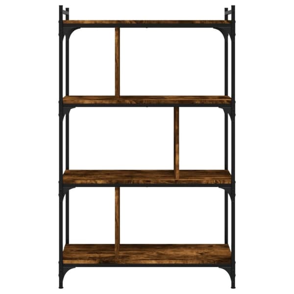 vidaXL bogreol 76x32x123 cm 4 hylder konstrueret træ røget eg