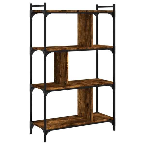 vidaXL bogreol 76x32x123 cm 4 hylder konstrueret træ røget eg