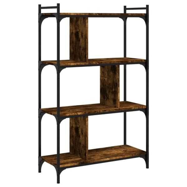vidaXL bogreol 76x32x123 cm 4 hylder konstrueret træ røget eg