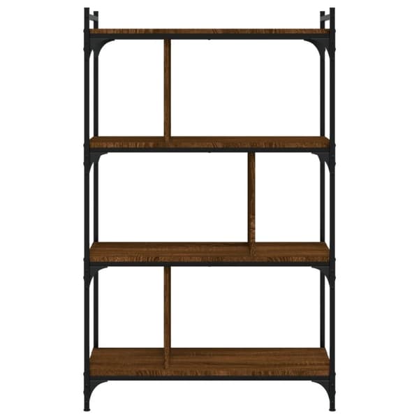 vidaXL bogreol 76x32x123 cm 4 hylder konstrueret træ brunt eg