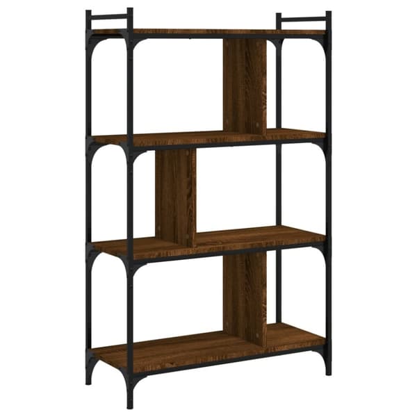 vidaXL bogreol 76x32x123 cm 4 hylder konstrueret træ brunt eg