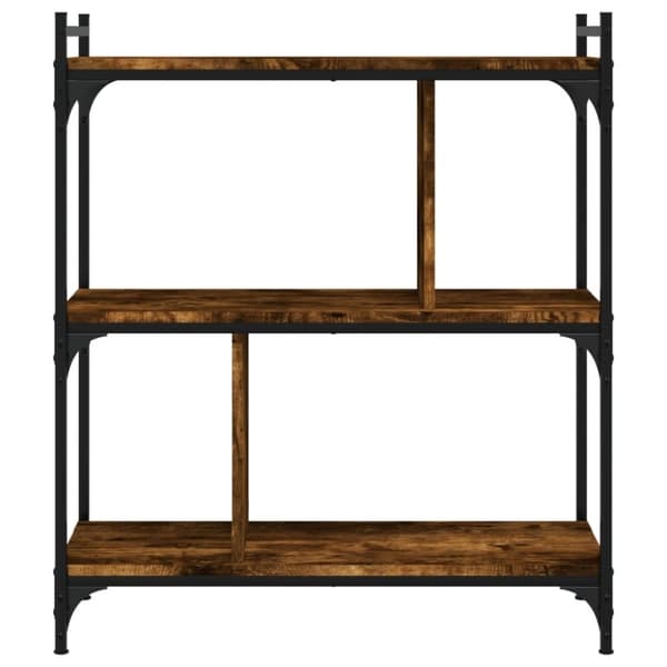 vidaXL Bokhylla 3 hyllplan rökfärgad ek 76x32x88 cm konstruerat trä