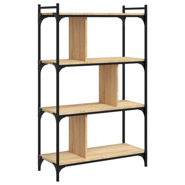vidaXL bogreol 76x32x123 cm 4 hylder konstrueret træ sonoma-eg