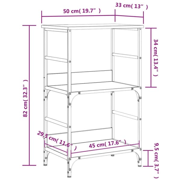 vidaXL bogreol 50x33x82 cm konstrueret træ sort