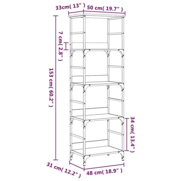 vidaXL Bokhylle svart 50x33x153 cm konstruert tre