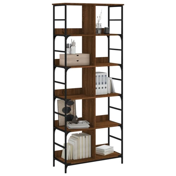 vidaXL bogreol 78,5x33x188,5 cm konstrueret træ brun egetræsfarve
