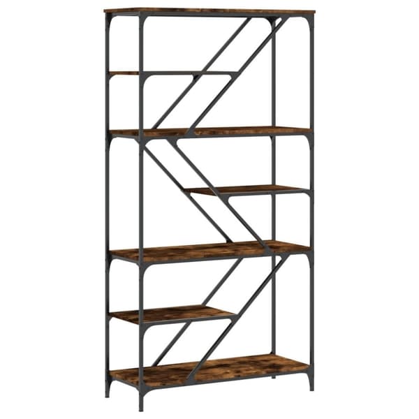 vidaXL bogreol 91x36x176 cm konstrueret træ og jern røget egetræ