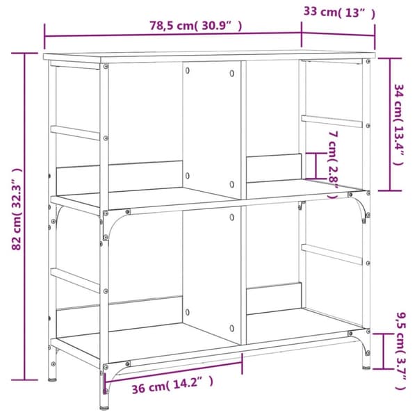 vidaXL bogreol 78,5x33x82 cm konstrueret træ sort