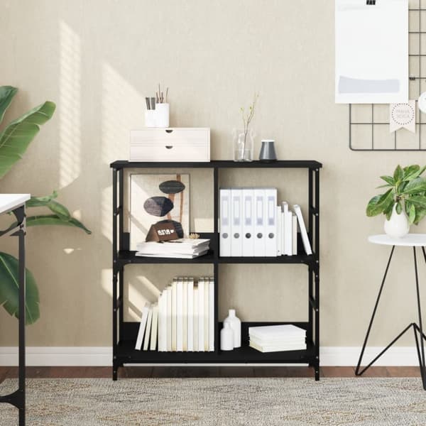 vidaXL bogreol 78,5x33x82 cm konstrueret træ sort