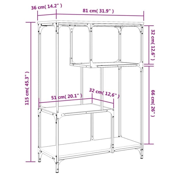 vidaXL bogreol 81x36x115 cm konstrueret træ og jern sort