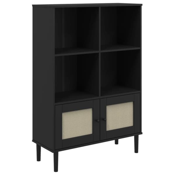 vidaXL bogreol SENJA rattanlook 90x35x130 cm massivt fyrretræ sort