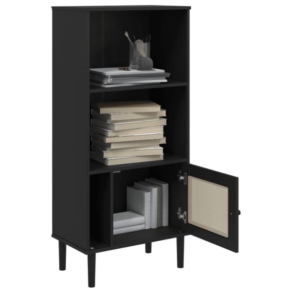 vidaXL bogreol SENJA rattanlook 60x35x130 cm massivt fyrretræ sort