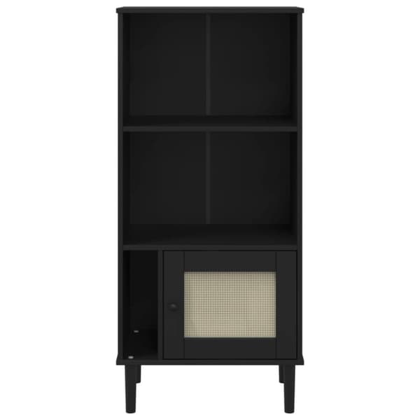 vidaXL bogreol SENJA rattanlook 60x35x130 cm massivt fyrretræ sort