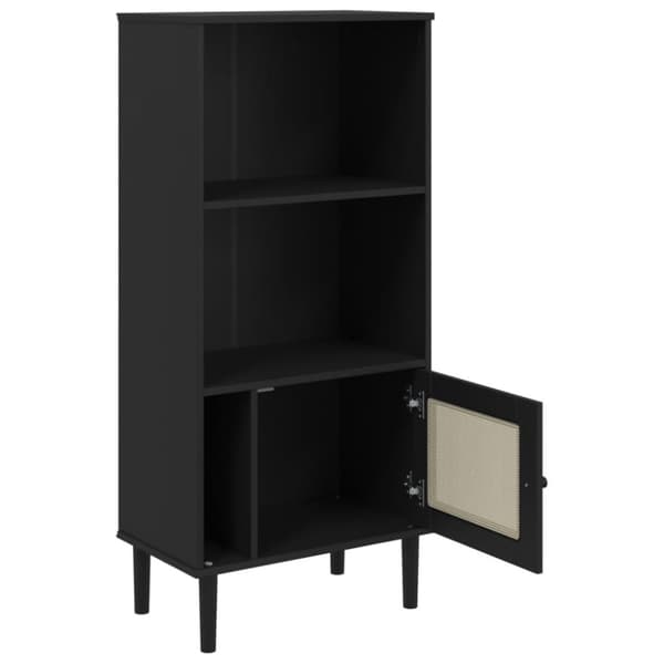 vidaXL bogreol SENJA rattanlook 60x35x130 cm massivt fyrretræ sort