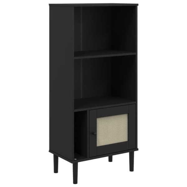 vidaXL bogreol SENJA rattanlook 60x35x130 cm massivt fyrretræ sort