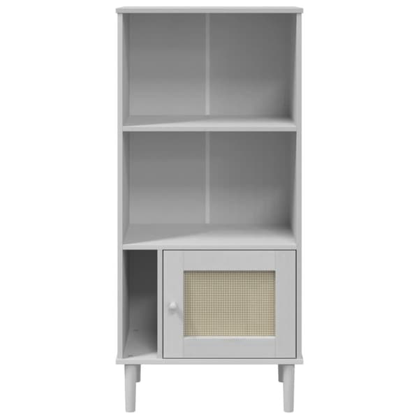 vidaXL skænk SENJA 60x35x130 cm rattanlook massivt fyrretræ hvid