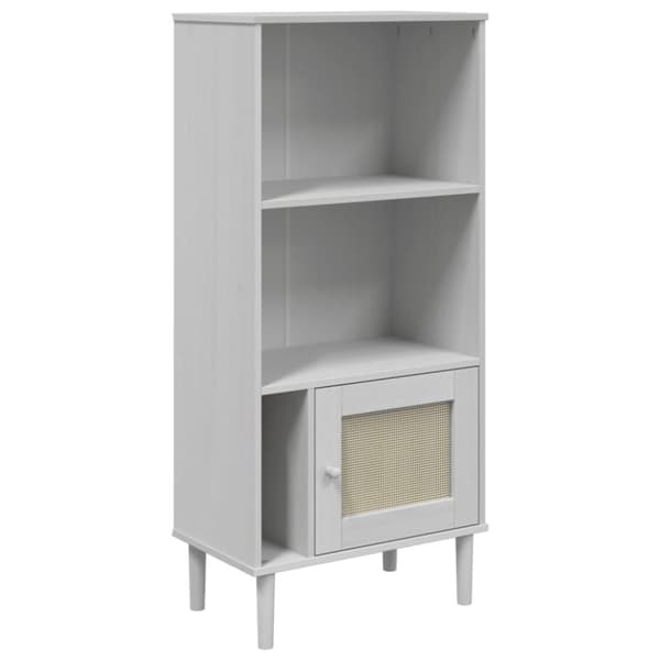 vidaXL skænk SENJA 60x35x130 cm rattanlook massivt fyrretræ hvid