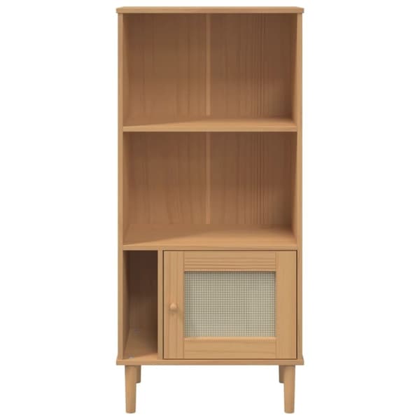 vidaXL bogreol SENJA rattanlook 60x35x130 cm massivt fyrretræ brun